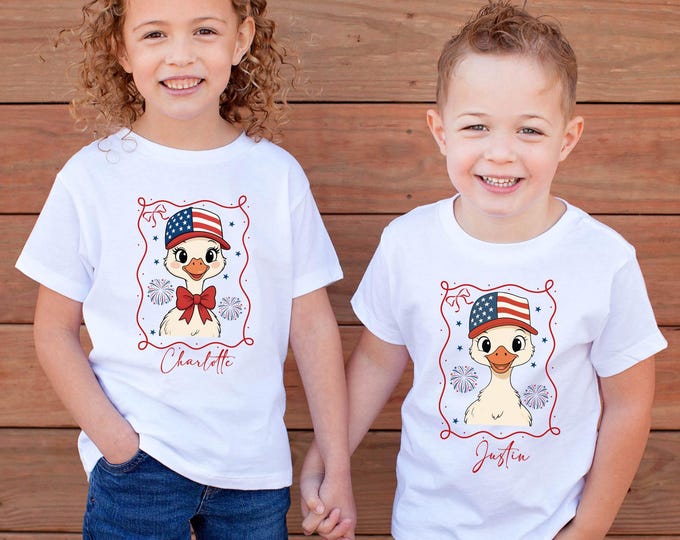 Personalized 4th of July Shirt, Custom Goose Shirt,American Boy and Girl Shirts,Patriotic Goose Shirt, USA Kids Shirt,Independence Day Shirt