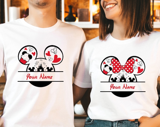 Custom Name Disney Shirt,Split Mouse Head Shirt,Custom Mickey Minnie, Personalized Disney Shirt, Custom Matching Disney, Disney Couple Shirt