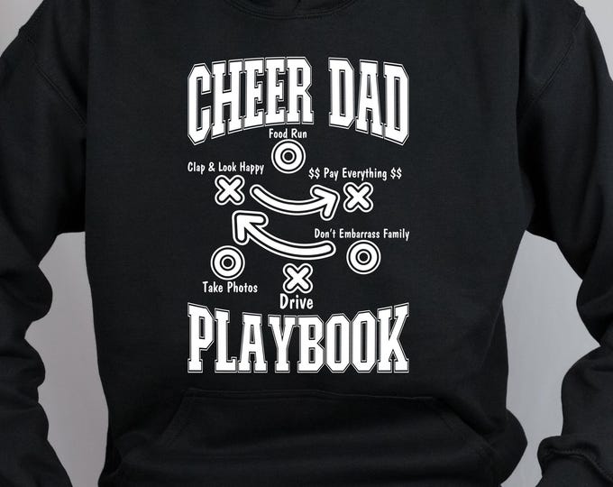 Cheer Dad Playbook Sweatshirt, Funny Sports Dad Hoodie, Team Spirit Gift, Father's Day Outfit