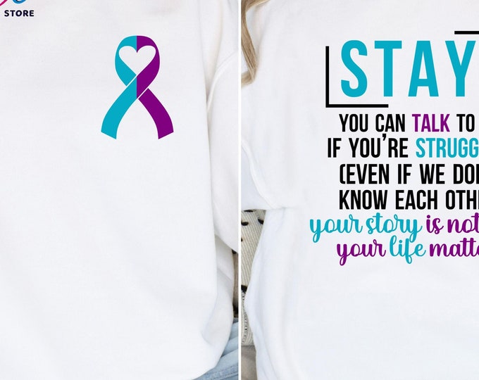 Suicide Prevention Awareness Hoodie, Mental Health Support, Purple Teal Ribbon
