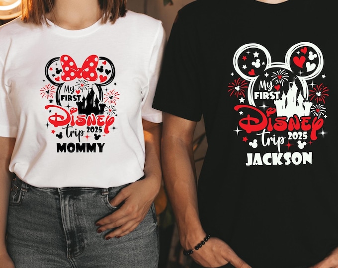 Custom My First Disney Trip Shirt, Disney Trip 2025 Shirt, Personalized Disneyland Trip Shirt, Disneyworld 2025 Shirt,Family Disney Trip Tee
