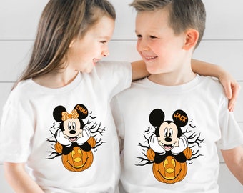 Custom Halloween Disney Shirt, Funny Matching Pumpkin Shirt, Mickey  Minnie Spooky Season Shirt