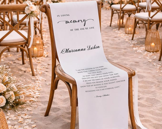 Rustic Wedding Table Decor, Reserved Banner for Loved Ones, Wedding Chair Sign, Ceremony Tribute, Mother of the Bride Memorial