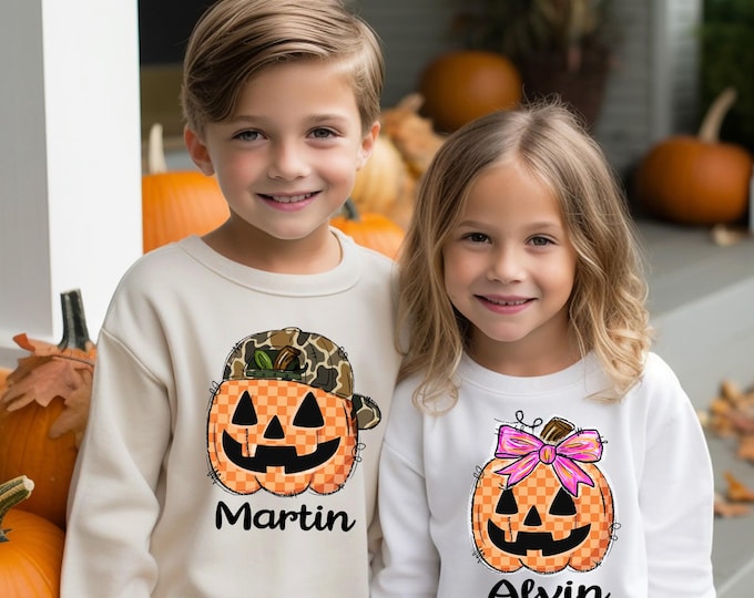 Personalized Halloween Pumpkin Sweatshirt: Custom Kids Sweater