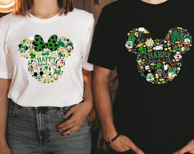 Disney Happy St Patrick's Day Shirt, Mickey and Friends Tee, Disney St Patrick's Day, Shamrock Shirt, Lucky Vibes Shirt,Four Leaf Clover Tee