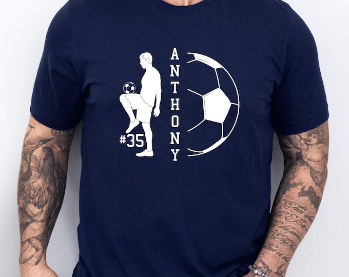 Custom Soccer Player Shirt, Personalized Soccer Ball, Game Day Tshirt, Sports Lover Gifts Men