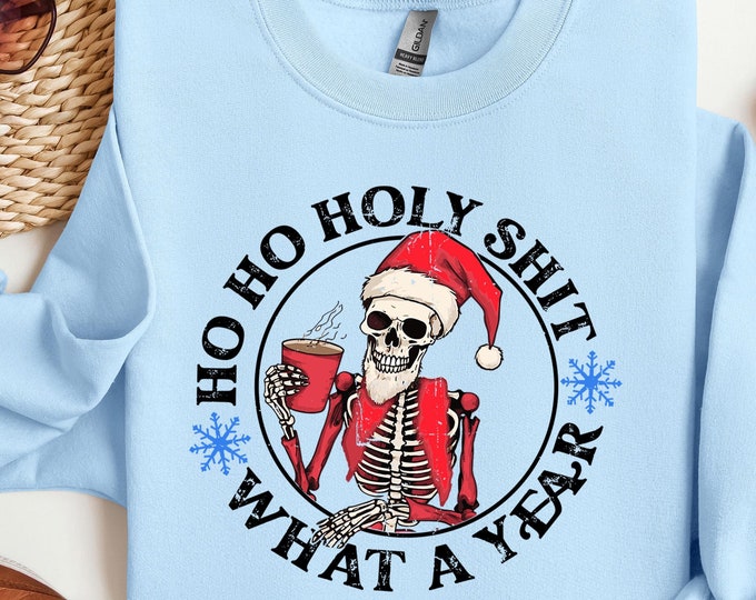 Christmas Sarcastic Sweatshirt, Christmas Humor Sweater, Skeleton Santa Claus Sweatshirt, Funny Santa Skeleton Sweater, Christmas Winter Tee