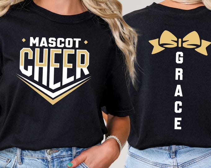 Custom Mascot Cheer Shirt, Custom Cheer Team Shirt, Custom Sports Shirt, School Team Shirt, Cheerleader Tee, Cheer Coach Shirt, Sports Gift