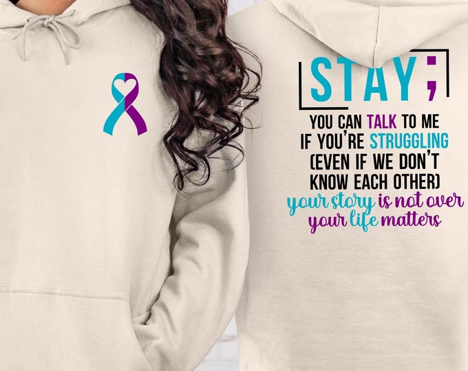 Suicide Prevention Awareness Sweatshirt, Mental Health Hoodie, Suicide Awareness Gift, Suicide Prevention Week Sweatshirt,Purple Teal Hoodie