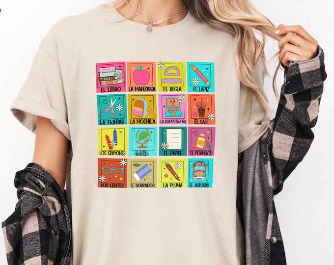 Spanish Teacher Shirt,  Maestra Loteria Shirt, Maestra Shirt, Dual Language Crew, Bilingual Teacher Tee, Gift for Spanish Teacher