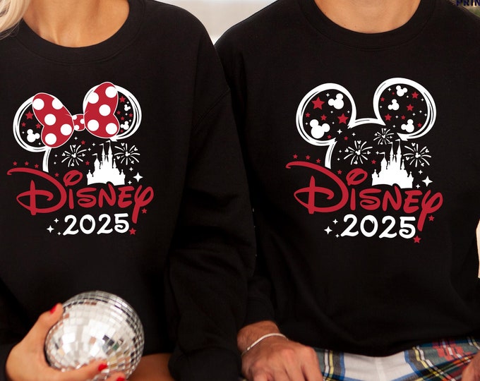 Custom Disneyworld 2025 Sweatshirts, Disneyland Family Vacation, Family Disneyworld, Mickey Minnie Hoodie, Family Matching Sweatshirt