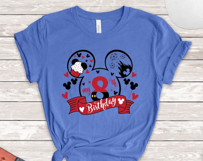 Mickey 8th Birthday Shirt, Eight Birthday Tee, Mickey Birthday Tee, Birthday Boy Shirt, 8 Year Old Birthday Shirt, Disney Birthday Tee
