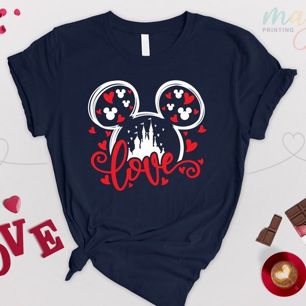 Disney Love Tee, Disney Valentine Gift, Mickey Castle Sweatshirt, Valentine Disneyland Shirt, Valentine Disneyworld Shirts, Disney Shirt