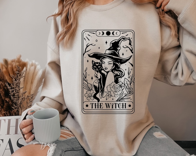 The Witch Tarot Card Sweatshirt,  Witchy Sweater, Tarot Card Sweatshirt, Mystical Tarot Halloween Sweatshirt, Witch Hoodie for Halloween