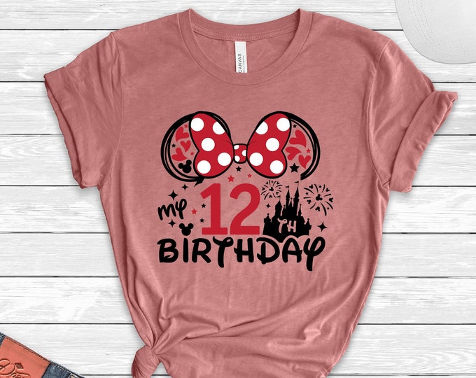 Minnie 12th Birthday Shirt, Twelve Birthday Tee, Minnie Birthday Tee, Birthday Girl Shirt, 12 Year Old Birthday Shirt, Disney Birthday Tee