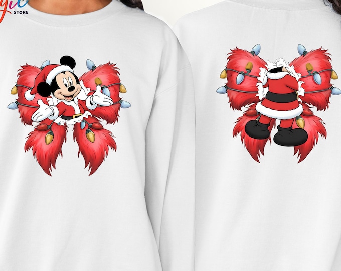 Mickey Christmas Sweatshirt, Tis the Season Sweater, Christmas Red Coquette Bow Sweatshirt, Christmas Vacation,Christmas Lights Mouse Hoodie