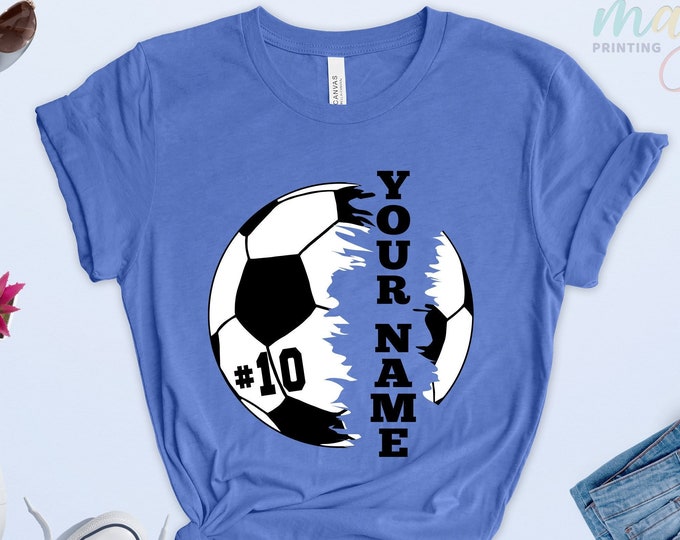 Personalized Soccer Player Shirt, Soccer Ball Name T shirt, Custom Soccer Player Sweatshirt, Custom Soccer Ball ,Soccer Lover TShirt