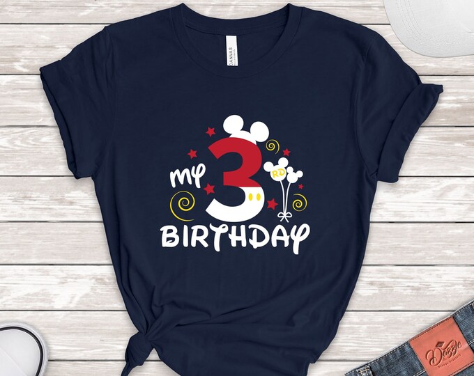 Mickey Third Birthday Shirt, 3rd Year Birthday, Three Year Old Birthday, Birthday Boy Shirt, Mickey Birthday Boy, Disney 3rd Year Birthday