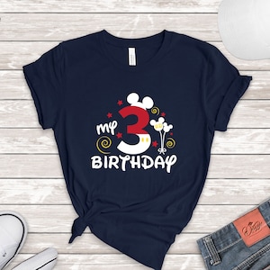 Mickey Third Birthday Shirt, 3rd Year Birthday, Three Year Old Birthday, Birthday Boy Shirt, Mickey Birthday Boy, Disney 3rd Year Birthday