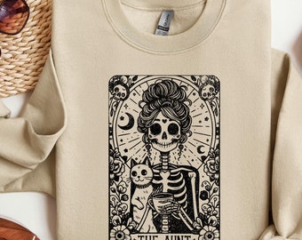 The Aunt Tarot Card Sweatshirt, Women Skeleton Sweater, Auntie Hoodie, Best Aunt Ever Sweatshirt, Tarot Card Auntie Gift, Gift for Her