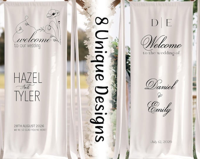 Personalized Wedding Welcome Sign, Elegant Fabric Display, Engagement Party Sign, Wedding Banner
