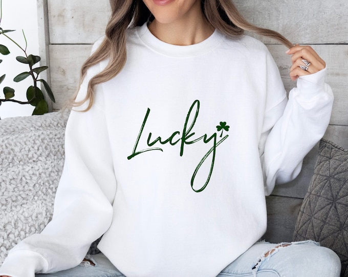 Lucky Sweatshirt, St. Patricks Day Sweater with Shamrock, Irish Shamrock Hoodie, St Pattys Sweatshirt, Irish Gifts