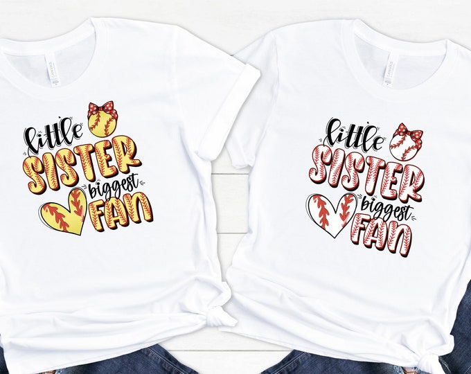Little Sister Biggest Fan Shirt, Gifts for Kids, Baseball Sister Shirt, Softball Sister Shirt, Baby Girl Baseball Shirt, Softball Baby Girl