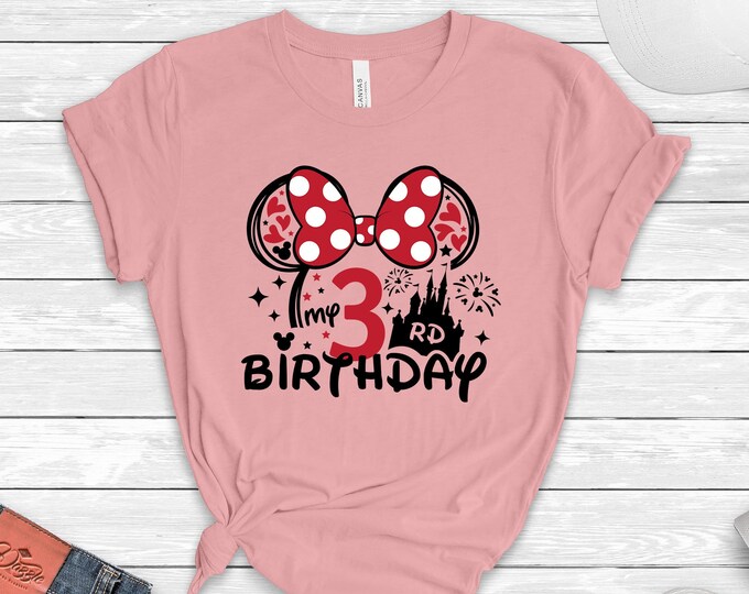 Minnie 3rd Birthday Shirt, Minnie Birthday Tee, 3 year Old Birthday Shirt, Girl Third Birthday, 3rd Birthday Shirt, Disney Birthday Shirt