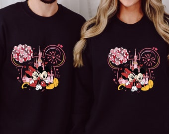 Mickey and Minnie Love Sweatshirt, Disneyland Valentine Sweater, Cute Couple Sweatshirt, Valentine's Day Sweatshirt, Gift For Girlfriend
