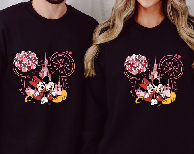 Mickey and Minnie Love Sweatshirt, Disneyland Valentine Sweater, Cute Couple Sweatshirt, Valentine's Day Sweatshirt, Gift For Girlfriend
