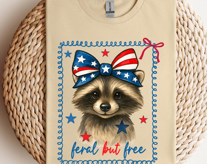 Feral but Free Shirt, Raccoon USA Shirt, 4th Of July Shirt, Funny 4th of July Shirt, Feral USA Tee, America Shirt for Kids, Independence Day