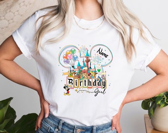 Custom Disney  Birthday Girl Shirt, Disneyworld  Birthday Name  T shirt, Birthday Gift For Girl, Youth Birthday Girl
