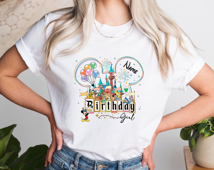Custom Disney  Birthday Girl Shirt, Disneyworld  Birthday Name  T shirt, Birthday Gift For Girl, Youth Birthday Girl