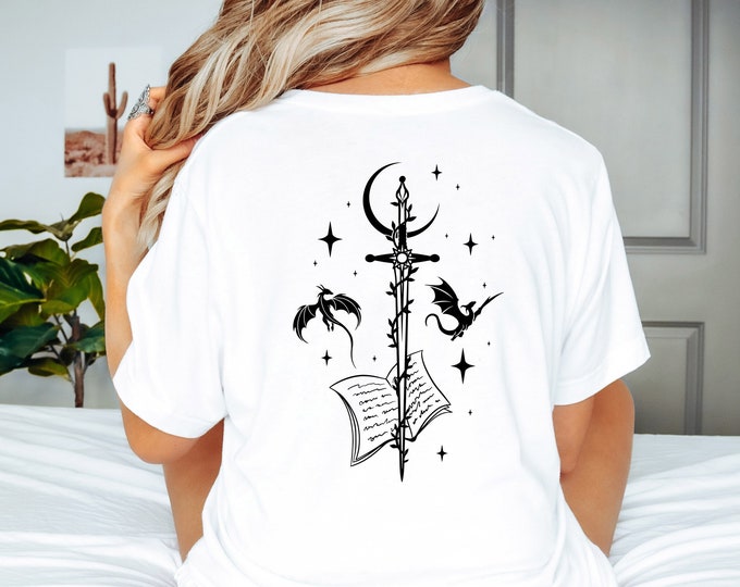 Sword and Dragons Shirt, Flying Dragon Shirt, Mystical Shirt, Celestial Shirt, Fantasy Book Lover Shirt, Bookish Shirt, Reader Shirt