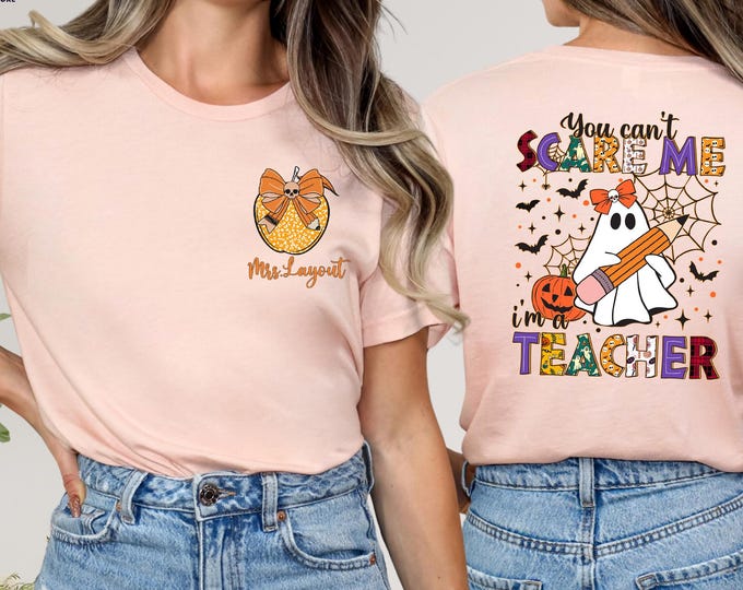 Custom Name Halloween Teacher Tshirt, Teacher Halloween Gift, Back to School Shirt for Teacher, Halloween Gift for Teacher, Teacher Vibes