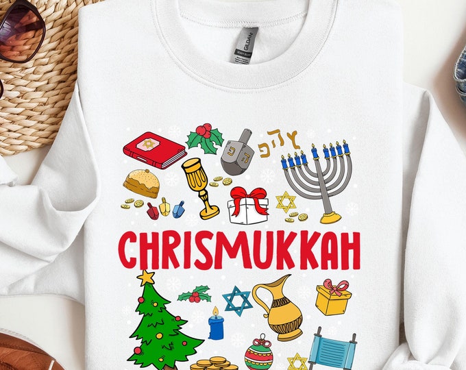 Chrismukkah Hanukkah Sweater, Christmas Family Sweatshirt, Christmas Jewish Sweatshirt, Xmas Menorah Hoodie, Christmas Gift for Jewish
