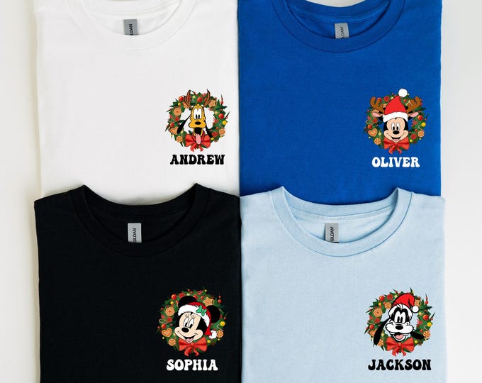 Custom Name Christmas Disney Characters Shirt,Mickey and Friends Christmas Vacation Tees,Personalized Disney Holiday Gift,Christmas Matching