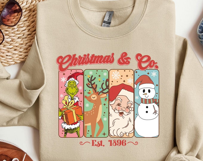 Retro Christmas Co. Sweatshirt, Christmas Pink Santa Sweater, Pink Christmas Sweatshirt,RetroChristmas Season Sweater, Holiday Season Hoodie