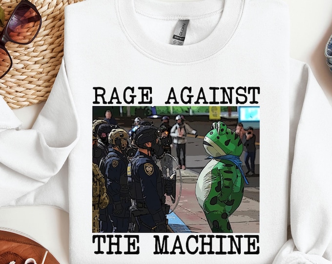 Portland Frog Protest Sweatshirt, Rage Against The Machine, Protest Meme Sweater,  I Stand With Frog, Anti Trump Hoodie, Equality Sweater