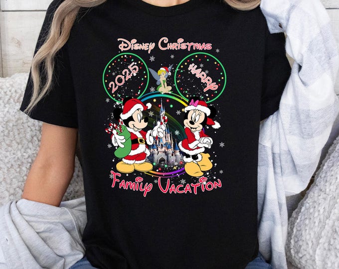 Personalized Disney Christmas Shirt, Custom Name Christmas Family Vacation Tee, Christmas Trip for Disney, Mouse and Friends Xmas Shirt