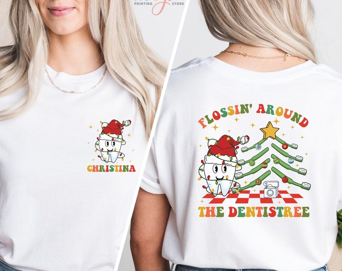 Flossing Around The Dentistree Shirt,Dental Christmas Tee,Dentist Office Holiday Gifts,Dental Hygienist Tee,Dentist Office Manager Matching