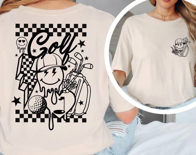 Golf Shirt, Retro Golf Shirt, Funny Golf Shirt, Golf Things Shirt, Golfer Shirt, Dad Golf Shirt, Smile Face Shirt, Trendy Golf Shirt