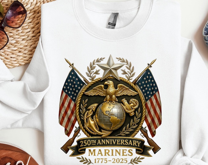 Marine Corps 250th Anniversary Sweatshirt,US Marines Freedom Sweater, 1775-2025 Military Marines Hoodie, Trendy Veteran Gif, US Flag Sweater