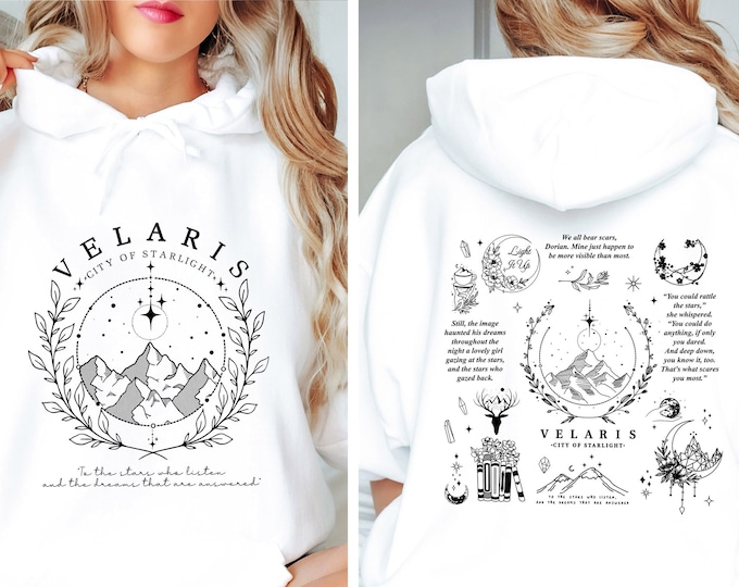 Starry Realm Sweatshirt, Fantasy Reader Gift, Cozy Celestial Hoodie, Dark Fantasy Aesthetic Pullover, Bookish Sweater for Her