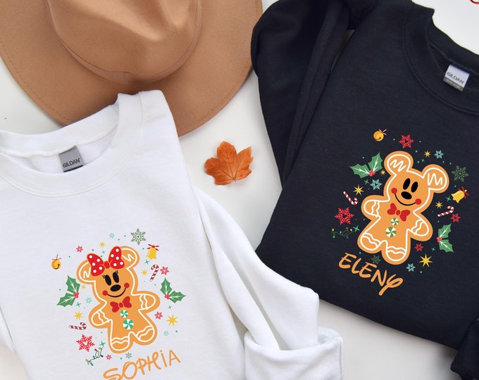 Custom Disney Friends Gingerbread Sweatshirt, Christmas Family Matching Sweater, Mouse and Friends Hoodie, Christmas Party Sweater
