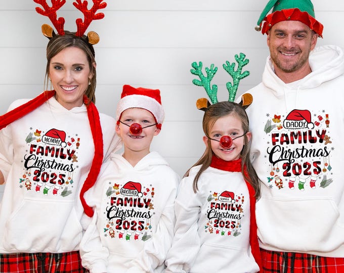 Custom Name Christmas Family Sweatshirt, Christmas Pajama Sweater, Christmas Matching Hoodie, Holiday Gift for Family, Family Matching Shirt