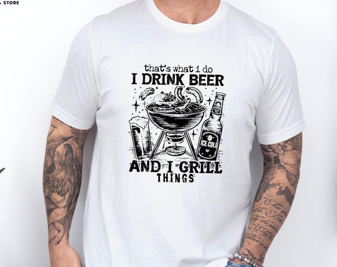 BBQ Dad Grill Master Shirt, Funny Men Shirt, Drink Beer And Grill Shirt, Barbecue Lover Shirt, Funny Dad Shirt, Trendy Camping Shirt