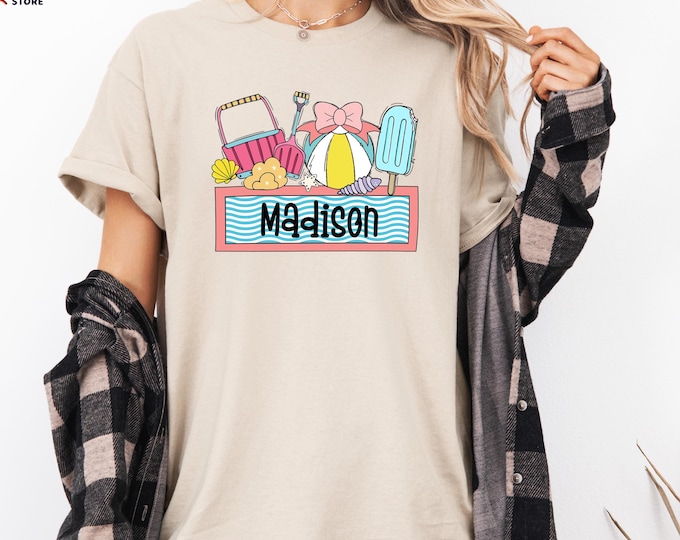 Personalized Beach Things With Name Plate Shirt, Girls Summer Things Shirt, Coquette Summer Tee, Summer Time Shirt, Summer Gift