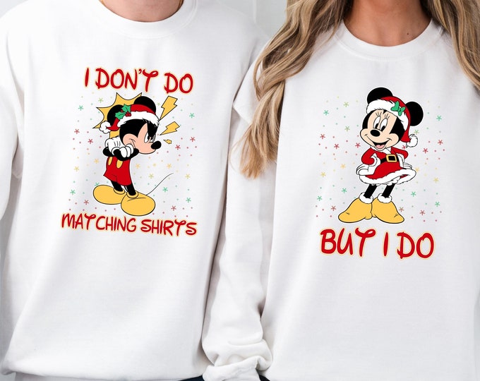Funny Couple Christmas Sweatshirt,Cartoon Matching Christmas Sweaters,Christmas Mom and Dad Gift, Christmas Wife and Husband Matching Shirts