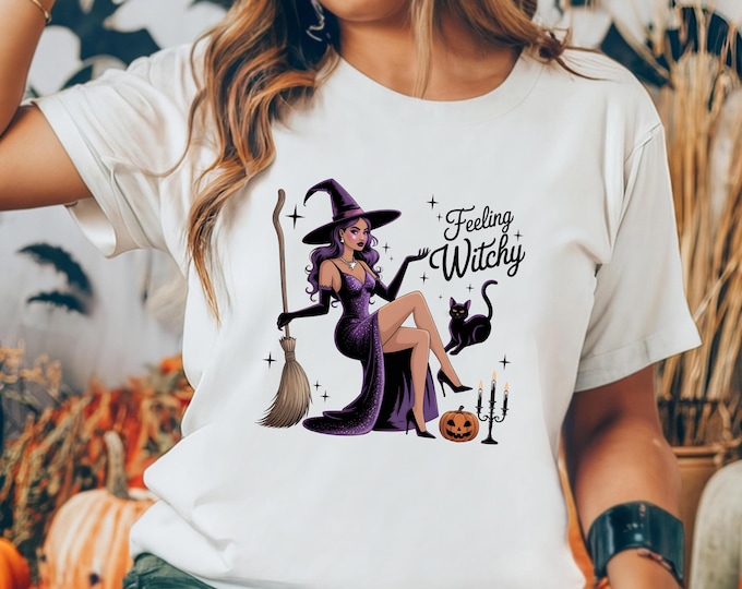 Halloween Witchy Tshirt, Feeling Witchy Shirt, Halloween Gift for Women, Spooky Season Shirt, Halloween Girl Shirt, Spooky Mama Shirt